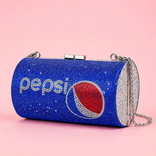 کیف مجلسی فانتزی استوانهای طرح Pepsi نگینکاری شده