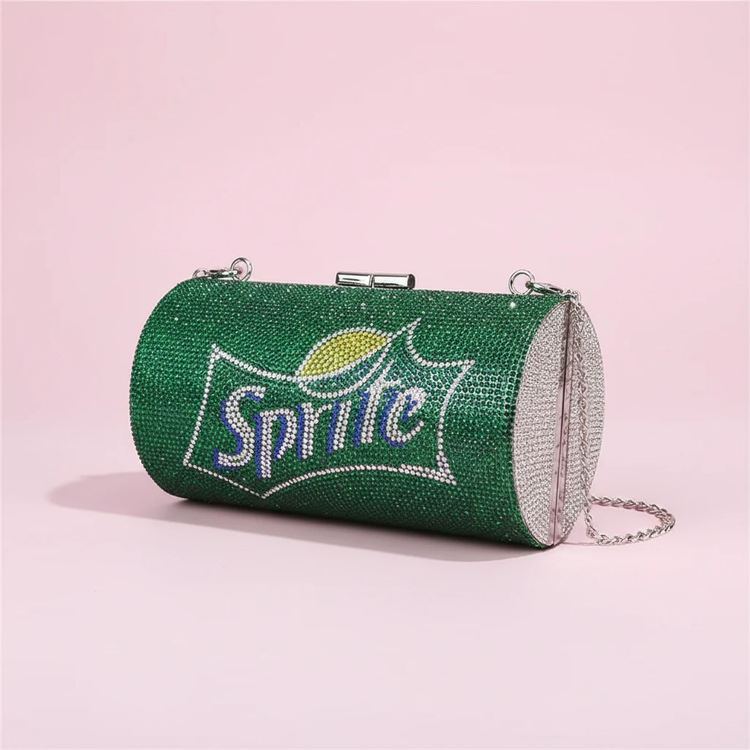 کیف مجلسی فانتزی استوانهای طرح Sprite نگینکاری شده
