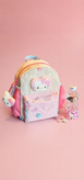 کوله پشتی دخترانه صورتی کرم طرح Hello Kitty با جیب جلویی