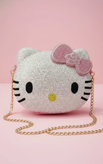 کیف دوشی دخترانه نگیندار طرح Hello Kitty با بند زنجیری طلایی