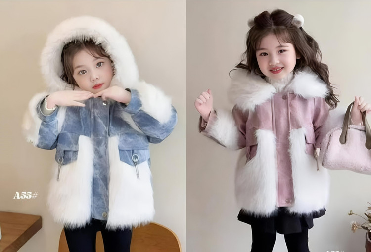 کاپشن خز و چرم بچگانه ۲ تا ۶ سال وارداتی